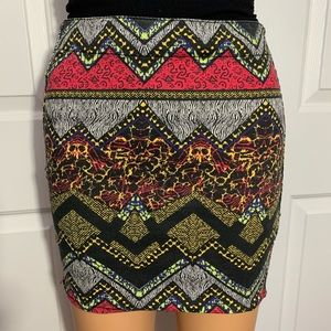 H&M Printed Multicolor Mini Skirt